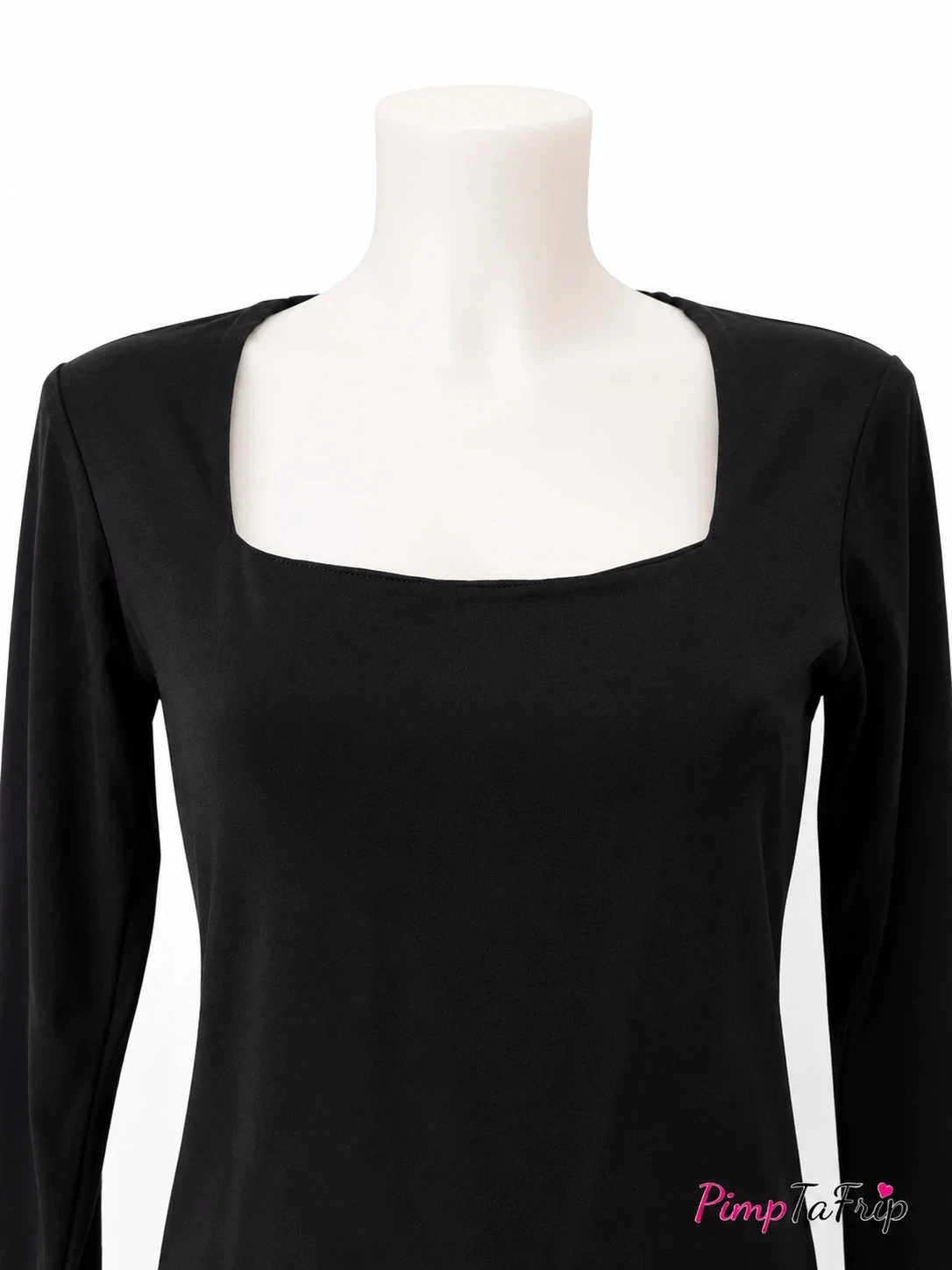 Camiseta de mujer H&M de manga larga negra – Talla M – Cuello cuadrado – photo 2